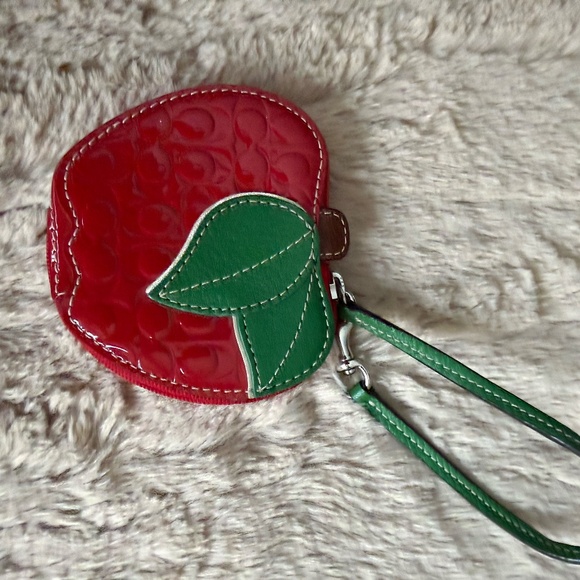 COACH Red Apple Patent Leather Coin Wristlet - Picture 2 of 6